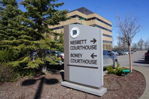 The Boney Courthouse in downtown Anchorage, across the street from the larger Nesbett Courthouse, holds the Alaska Supreme Court chambers. (Yereth Rosen/Alaska Beacon)