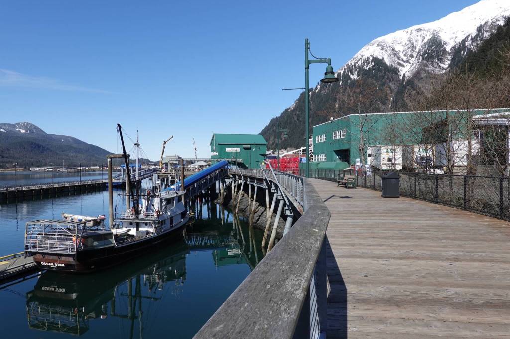 The Seawalk looking north toward Taku Fisheries Ice House and processing plant. (Laurie Craig / For the Juneau Empire)