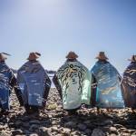 Kaxhatjaa Xóow/Herring Protectors wearing robes, which will be part of the exhibit Protection: Adaptation & Resistance at the Alaska State Museum on Friday. (Photo by Caitlin Blaisdell)