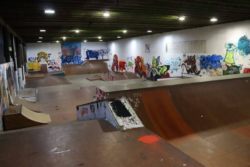The interior of the Pipeline Skate Park on Dec. 7, 2023. (Mark Sabbatini / Juneau Empire file photo)