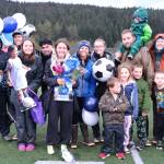 Thunder Mountain High School senior Adella Dihle and family and friends during the Falcons final home game Monday at Falcons Field. (Klas Stolpe / For the Juneau Empire)
