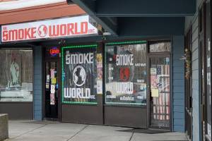 An Anchorage store selling a variety of tobacco and electronic cigarette products is seen on April 14, 2023. Cigarette smoking has decreased over the past decades in Alaska, but youth use of electronic vaping products has increased, according to an annual report from the states Tobacco Prevention and Control Program. (Yereth Rosen/Alaska Beacon)