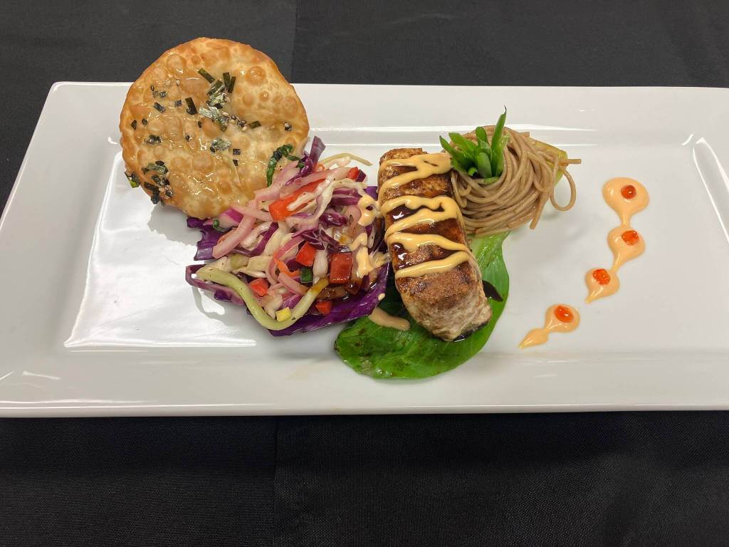 The Alaskan king crab cake appetizer prepared by the Thunder Mountain High School culinary arts team during the National ProStart Invitational in Baltimore on April 26-28. (Photo by Jay Watts)