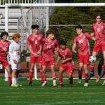 Juneau-Douglas High School: Yadaa.at Kalé players stop a Ketchikan penalty kick during the Crimson Bears 4-2 win over the Kings at the Adair Kennedy pitch on Friday. (Klas Stolpe / For the Juneau Empire)