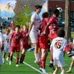 Juneau-Douglas High School: Yadaa.at Kalé and Ketchikan players battle for a ball during the Crimson Bears 4-2 win over the Kings at the Adair Kennedy pitch on Friday. (Klas Stolpe / For the Juneau Empire)