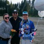 Thunder Mountain High School senior Kaeden Quinto and family during the Falcons senior appreciation on Friday at Adair-Kennedy Field. (Klas Stolpe / For the Juneau Empire)