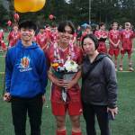 Juneau-Douglas High School: Yadaa.at Kalé senior Edward Hu and family at Adair-Kennedy pitch on Saturday. (Klas Stolpe / For the Juneau Empire)