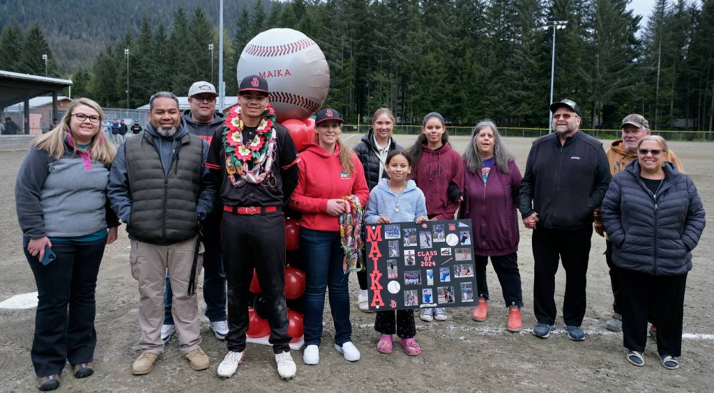 Juneau-Douglas High School: Yadaa.at Kalé senior Maika Piukala and family and friends. (Klas Stolpe / For the Juneau Empire)