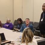 Ed Wesley, a delegate at the upcoming 2024 Democratic National Convention in Chicago, tells fellow delegates about his experiences as a protester during the 1968 convention in that city during the Alaska Democratic Partys state convention on Sunday at Elizabeth Peratrovich Hall. (Mark Sabbatini / Juneau Empire)