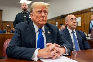 Former U.S. President Donald Trump appears in court for his hush money trial at Manhattan Criminal Court on Thursday in New York City. (Photo by Steven Hirsch-Pool/Getty Images)