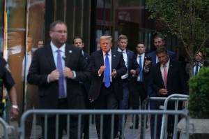 Former President Donald Trump arrives at Trump Tower after he was found guilty of all counts in his criminal trial in New York on May 30. (Hiroko Masuike/The New York Times)