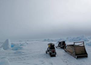 People often use sea ice, as seen here off Alaskas northern coast outside the town of Utqiagvik, for travelling. (Photo by Ned Rozell)
