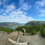 The Father Browns Cross shortly before workers on Wednesday place it back in the ground on Mount Roberts where the cross has stood for decades. (Photo courtesy of Hugo Miramontes)