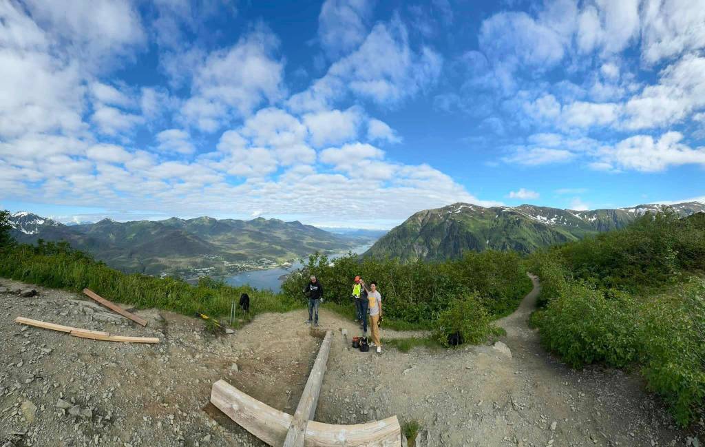 The Father Browns Cross shortly before workers on Wednesday place it back in the ground on Mount Roberts where the cross has stood for decades. (Photo courtesy of Hugo Miramontes)