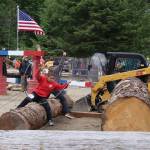 Youths compete in a choker setter race during Juneau Gold Rush Days at Savikko Park on Sunday. (Mark Sabbatini / Juneau Empire)