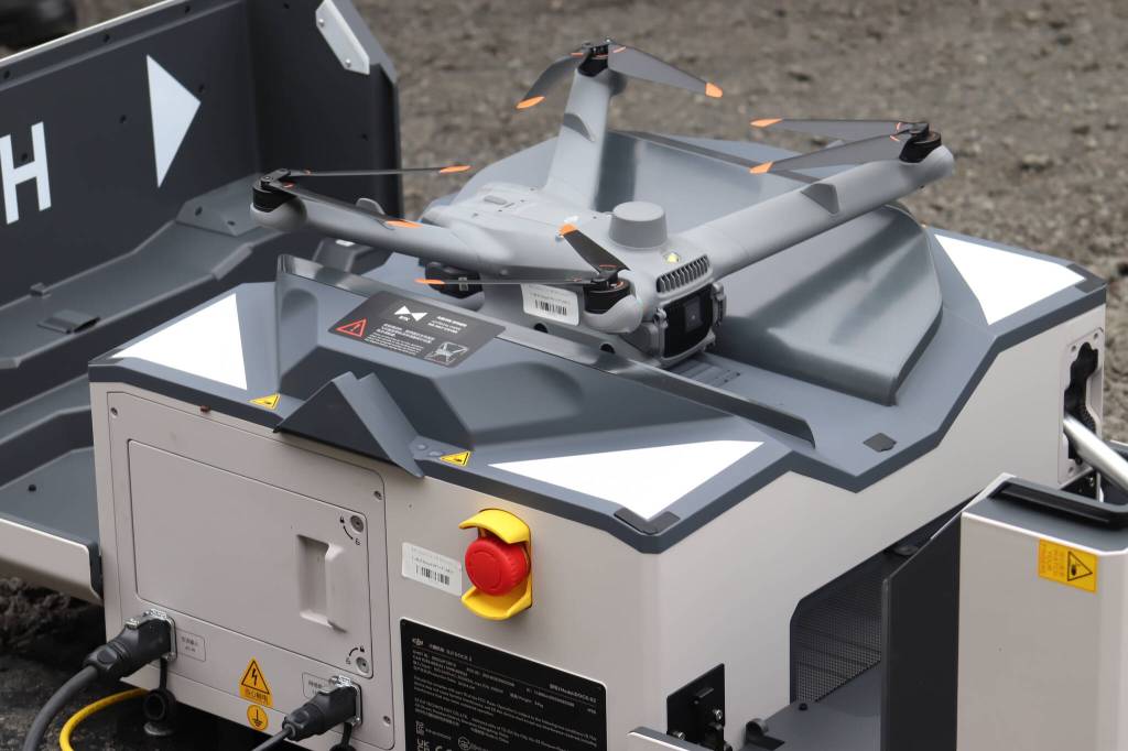 This drone is smaller than DJI dock one and is brand new. It started running this month and is used for bridge work. (Jasz Garrett / Juneau Empire)