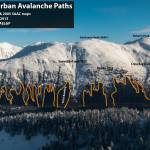 A photo taken on Feb. 25, 2013, visualizes Thane Road Urban Avalanche Paths. (Compiled by Mike Janes, Alaska Electric Light and Power)