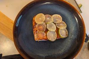 Sockeye salmon in a red chile sauce, ready to serve. (Photo by Patty Schied)