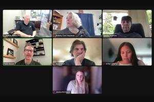 Juneau School District leaders discuss items to add back to this years budget during an online meeting Saturday. (Screenshot from Juneau Board of Education meeting)