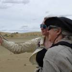 Fifteen-year-old Ida Bodony takes a selfie of herself and her mother Karin Bodony in the Nogahabara Dunes. They were there recently for a week to perform research recently in the heart of the Koyukuk National Wildlife Refuge. (Photo by Ned Rozell)