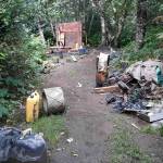 Extensive trash left by dredger squatters that was cleaned up in 2020. (Photo courtesy of Chris Prussing)