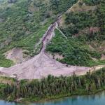 A landslide on the South Klondike Highway is seen on Wednesday. The highway is expected to remain closed until at least Friday. (Yukon Highways and Public Works photo)