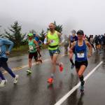Runners begin the 26.2-mile Juneau Marathon at Savikko Park on Saturday morning. More than 85 people registered for the full-length race, a record for the annual event that originated in 1992, but about 20 of them failed to show up for what turned out to be a rainy run. (Mark Sabbatini / Juneau Empire)