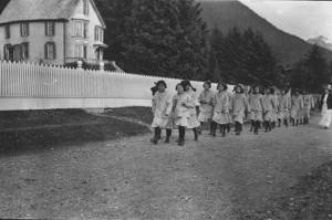 Children attend the Sheldon Jackson School in Sitka, in a photo dated between 1900 and 1930. (Library of Congress Prints and Photographs Division Washington, D.C.)
