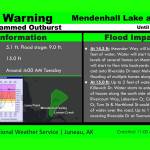 A flood warning issued by the National Weather Service Juneau after Suicide Basins ice dam broke Sunday morning. (National Weather Service Juneau)