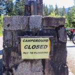 U.S. Forest Service staff closed Skaters Cabin Road and evacuated the Mendenhall Campgrounds Sunday evening following the release of water from Suicide Basin. Signs have been posted around the campground and trails. Foot traffic is still allowed. (Jasz Garrett / Juneau Empire)