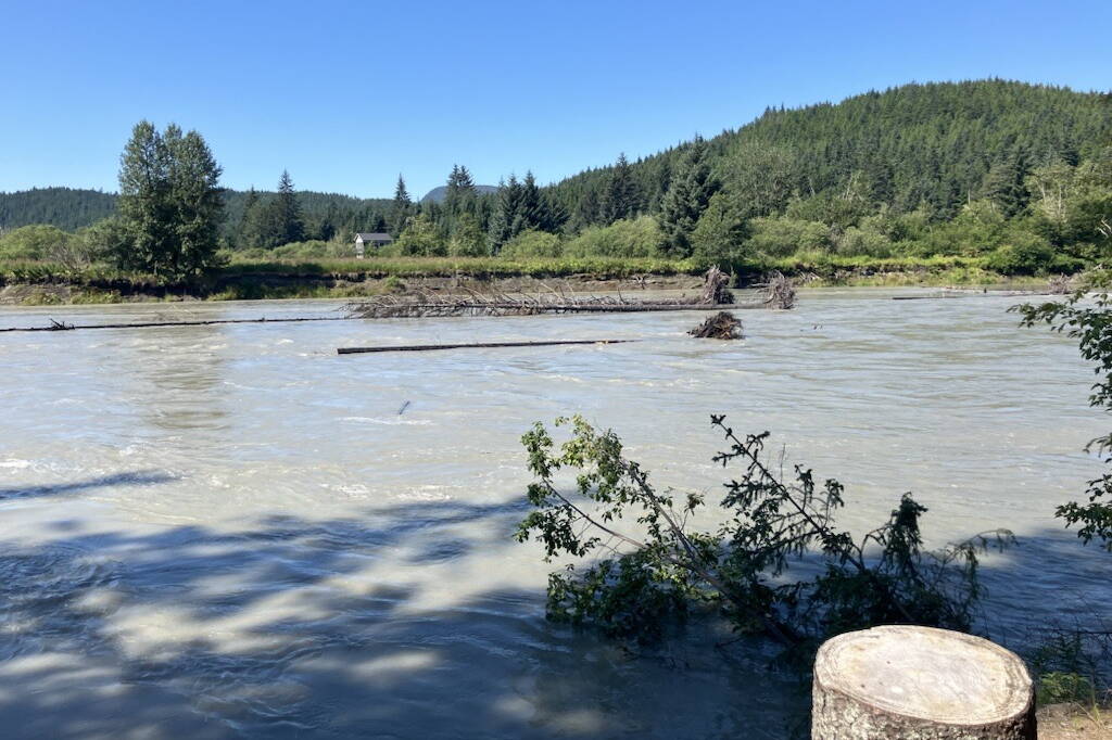 The rising Mendenhall River is expected to reach a record level of 15.7 feet at about 1 a.m. Tuesday. (City and Borough of Juneau photo)