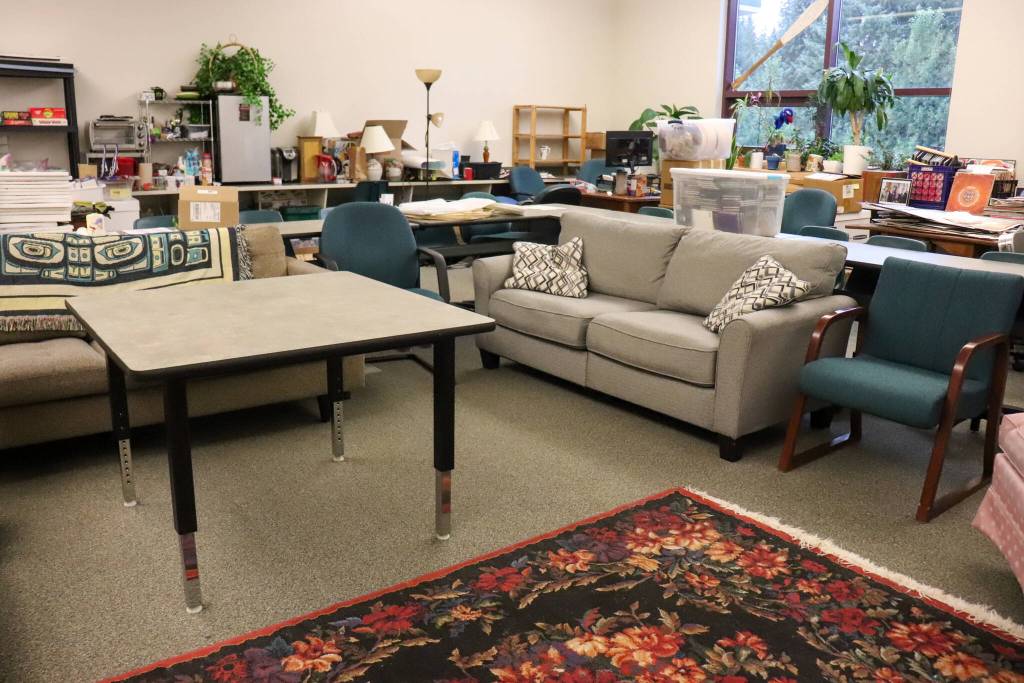 David Sheakleys Tlingit classroom is set up like a home environment to make students feel comfortable learning. (Jasz Garrett / Juneau Empire)