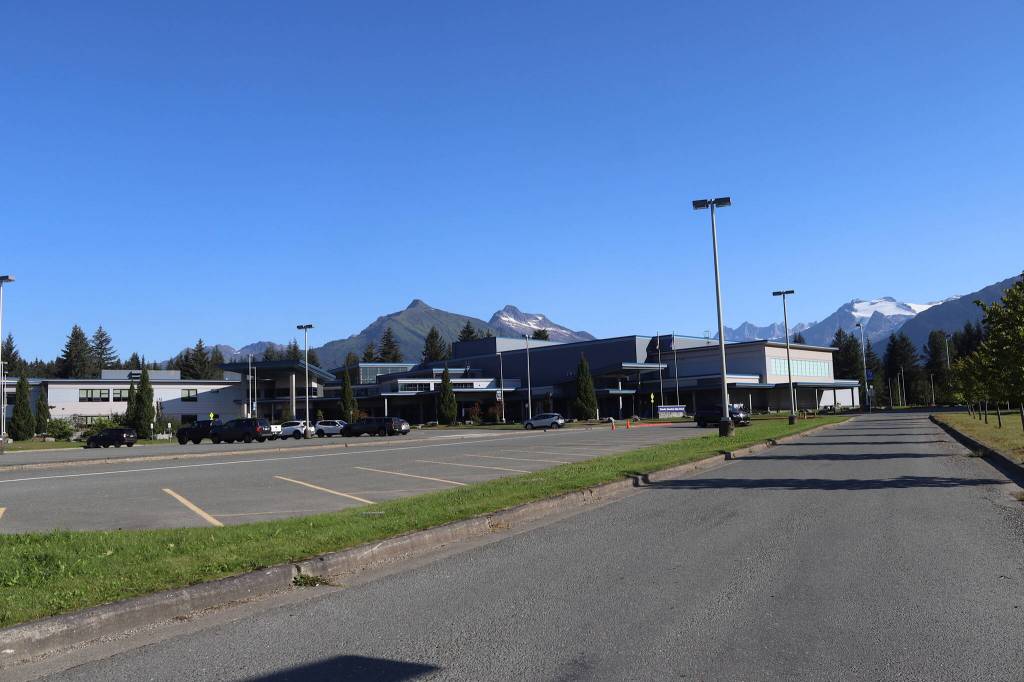 The parking lot at Thunder Mountain Middle School is mostly empty shortly after the start of classes Wednesday morning. (Mark Sabbatini / Juneau Empire)