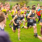 Boys start the 5K race at the State Preview 2024 meet at Bartlett High School in Anchorage on Saturday. (Photo by Kent Mearig)