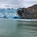 The South Sawyer glacier had shed many small bergs, which were occupied by hard-to-see resting seals. (Photo by Mary F. Willson)