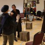 Cast members of Henry V rehearse Wednesday at the Filipino Community Hall for the Theater Alaska production opening Friday. (Mark Sabbatini / Juneau Empire)