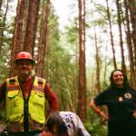 Bob Girt, Clara Mooney and Sheridan Cook take a break from stream restoration work near Klawock. (Photo by Addy Mallott)