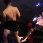 Colin Jack and Thomas James face off in an MMA bout during AK Beatdown 36 on Saturday night at Elizabeth Peratrovich Hall. (Mark Sabbatini / Juneau Empire)