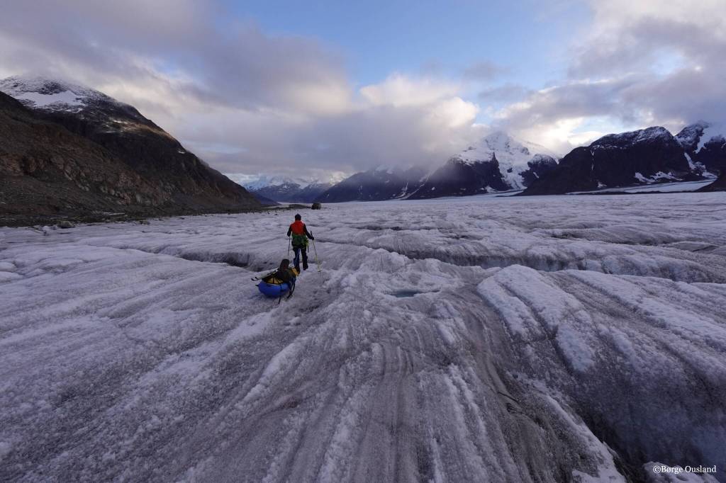 Vincent Colliard crosses a wide section of the Juneau Icefield. (Børge Ousland / Copyright photo used with permission)