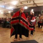 The Yaaw Tei Yi Dancers exit the auditorium at the Juneau Arts and Culture Center as the first group of performers at KTOOs 50-Fest on Saturday night. (Mark Sabbatini / Juneau Empire)