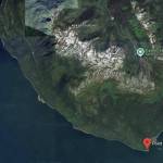 A map shows Douglas Island between Outer Point and Point Hilda, where Goldbelt Inc. owns about 1,800 acres of land. The regional Native corporation announced Wednesday it is exploring a proposed cruise ship port with two floating docks and a recreated 1800s Alaska Native Tlingit village on the property. (Google Maps image)