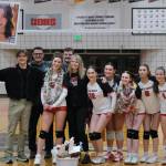 Juneau-Douglas High School: Yadaa.at Kalé volleyball senior Evelyn Richards is honored before Friday nights game against Wasilla at the George Houston Gymnasium. (Klas Stolpe/Juneau Empire)