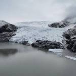 A screenshot from a National Weather Service video shows drainage flowing from Suicide Basin on Saturday morning. (National Weather Service Juneau photo)