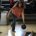 Michelle Boster delivers a ball during the Juneau Special Olympics bowling games Sunday at Pinz Bowling Alley. (Klas Stolpe/Juneau Empire)