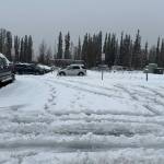 Fairbanks first real winter storm of October 2024 left behind an uncommon wet, slushy mess. (Photo by Bobby Bianco)