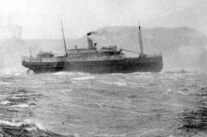 Princess Sophia stranded on Vanderbilt Reef, Oct. 24, 1918. (Alaska State Library Historical Collection, ASL-P87-1700)