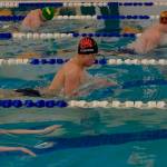 Juneau-Douglas High School: Yadaa.at Kalé sophomore Josh Edwards swims in the middle of senior Nolan Noel, Craigs Carter Bergtold and Ketchikans Gavin Harold during the boys 100 yard breaststroke Friday during the 2024 Region V Swim & Dive Championships at the Petersburg Aquatic Center pool. (Klas Stolpe / Juneau Empire)