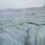 A stake on Sólheimajökull is used to measure how much melting has occurred. In Iceland, satellite monitoring is balanced with groundwork. (Jasz Garrett / For the Juneau Empire)