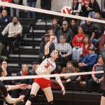 Juneau-Douglas High School: Yadaa.at Kalés Tatum Billings (3) knocks the ball past Ketchikan High School players during Saturdays Region V tournament game at JDHS. (Mark Sabbatini / Juneau Empire)
