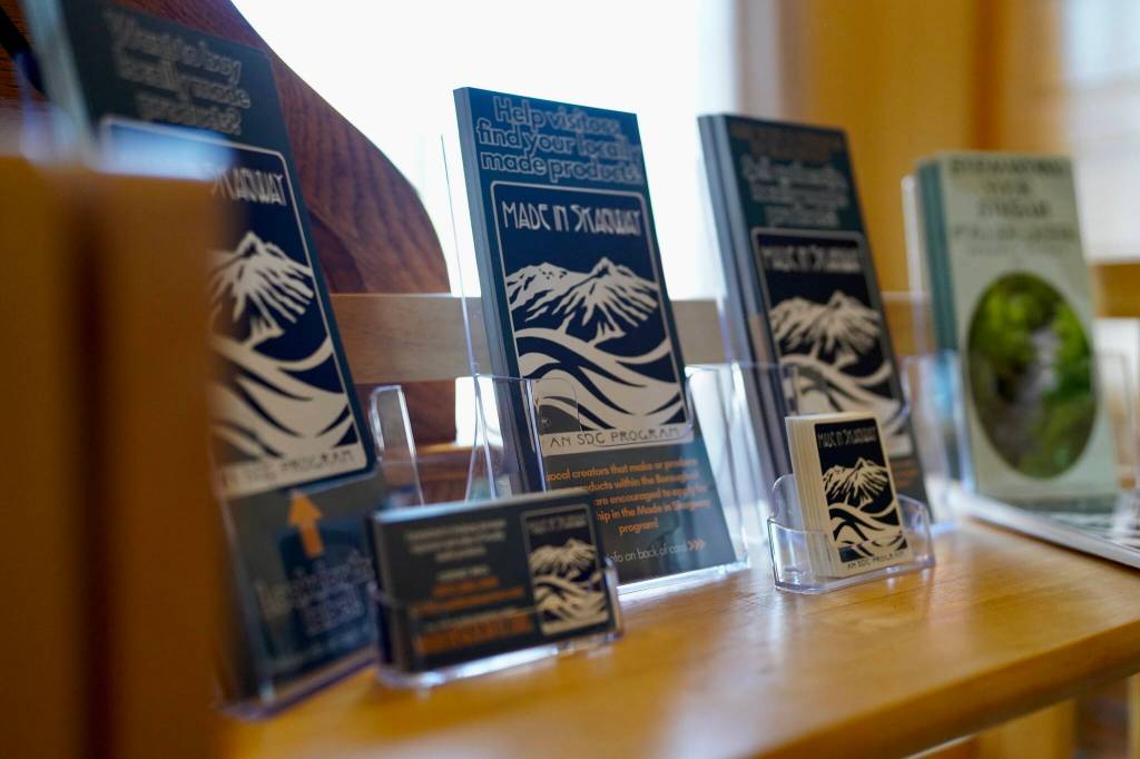 Made in Skagway program pamphlets in Skagway Development Corporations Small Business Resource Center. (Photo by Shaelene Grace Moler)